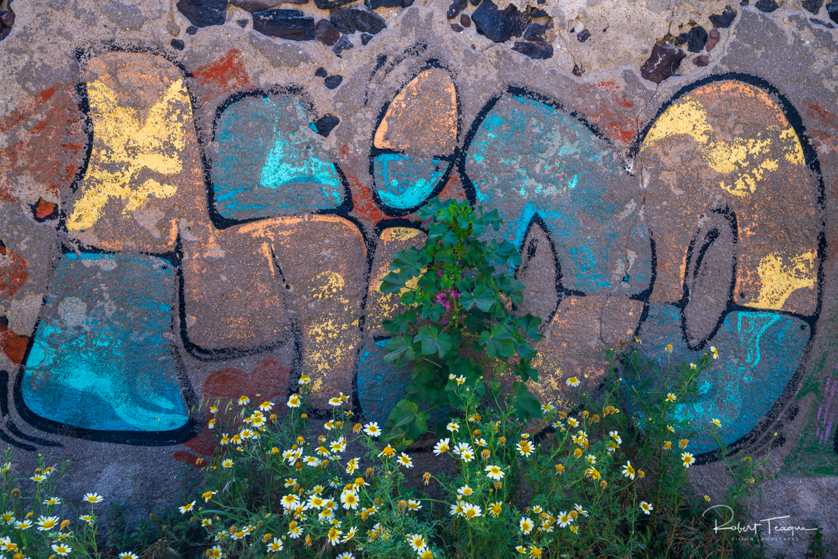 Graffiti on the path to Fira town, Santorini, Greece. Nikon Z7, Nikkor 24-70 mm f/4 S Lens.