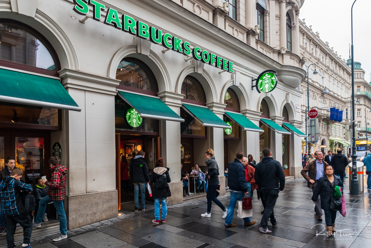 Starbucks in Innere Stadt Vienna on a Rainy Afternoon