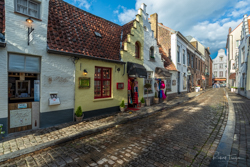 Colorful Street Scene in Bruges